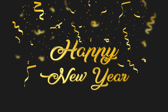 New Year 2022 Text Celebration Confetti