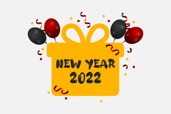 New Year Typography Balloon or Gift Box