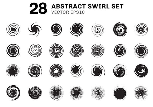 Practical Applications of the Set Black Spirals Swirl Motion Elements