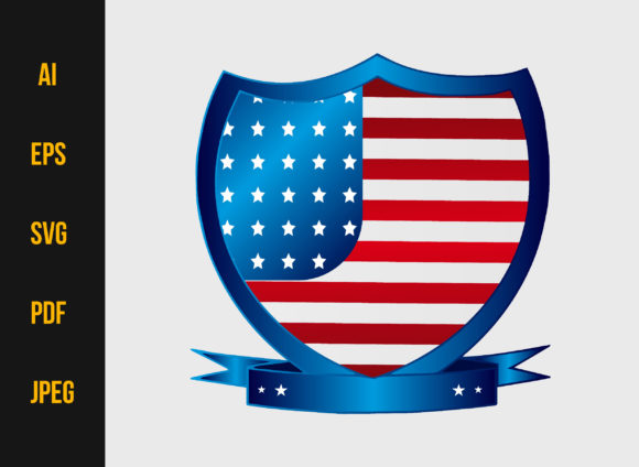Vintage American Flag Badge Illustration